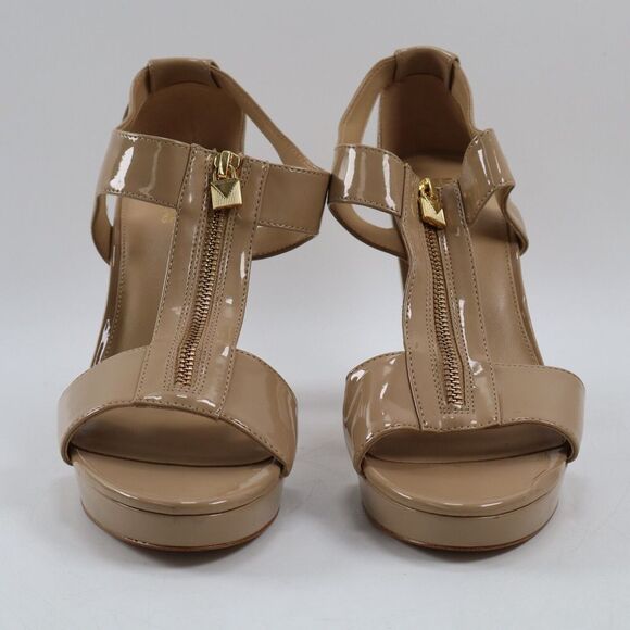 🔥Michael Michael Kors Berkley T-Strap Platform Leather Sandals, Nude 10M US🔥 - Picture 4 of 12